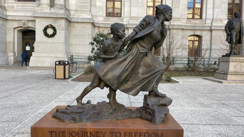 "Harriet Tubman, the Journey to Freedom" statue which stood at Philadelphia City Hall from mid-January until March 2022.