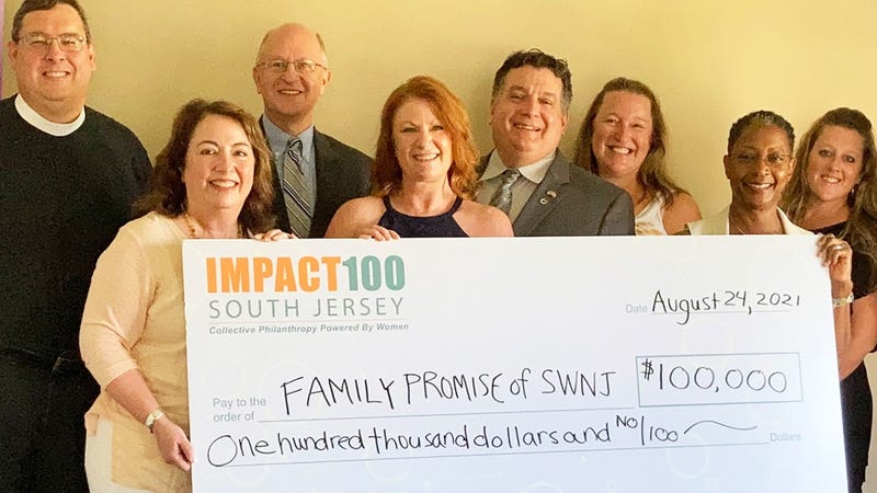 A check presentation from the Impact 100 South Jersey Chapter to Family Promise of Southwest New Jersey.
