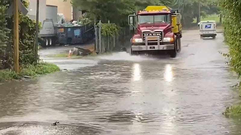 Flooding caused by heavy rains in the Philadelphia area.