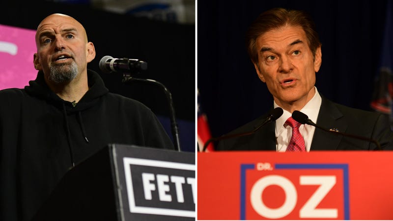 Pennsylvania Democratic U.S. Senate candidate John Fetterman, Republican candidate Mehmet Oz. 