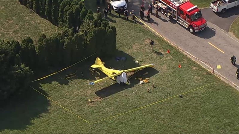 The site of a plane crash in Cumberland County, New Jersey where two people died.