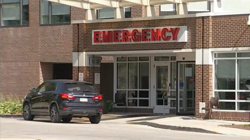 The emergency department entrance at Delaware County Memorial Hospital.
