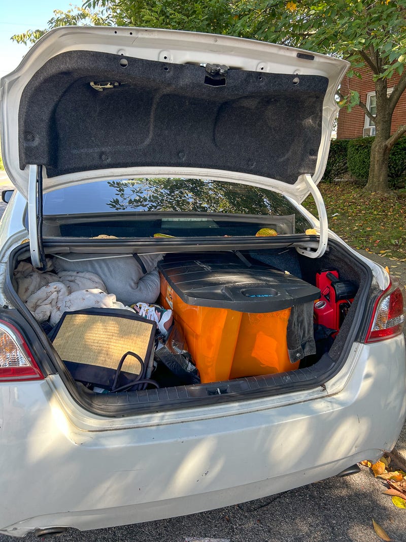 The trunk of TyeTyona Harding's 2013 Nissan Altima.