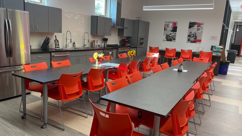 The program's expanded space includes this commercial kitchen, as well as computer labs, performance spaces, a roof deck and more.