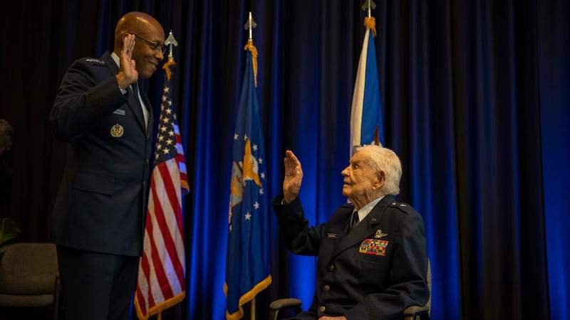 Retired WWII triple ace fighter pilot promoted to brigadier general