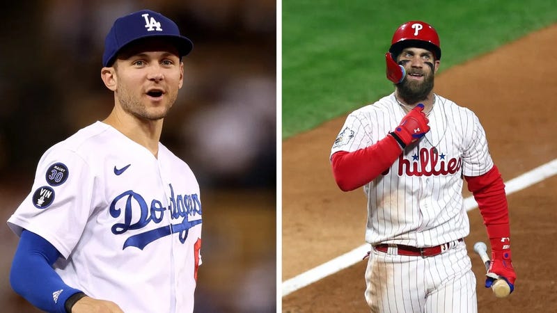 Trea Turner and Bryce Harper of the Philadelphia Phillies