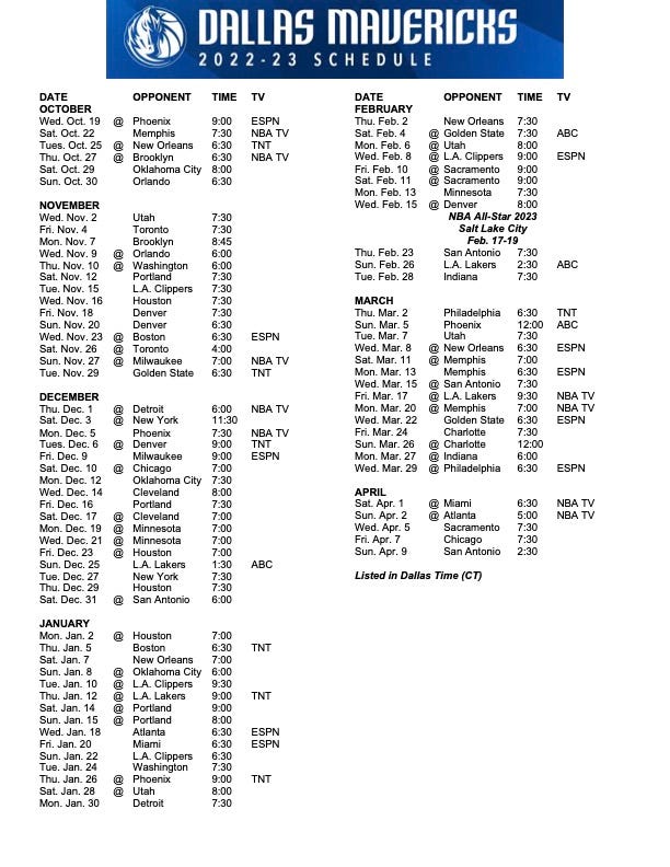 22-23 Schedule