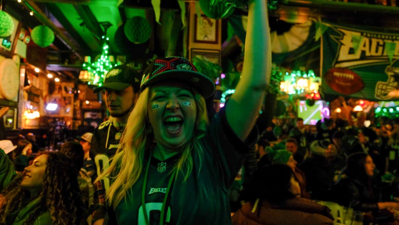 Eagles fans watch Super Bowl LVII at McGillin's Olde Ale House in Center City