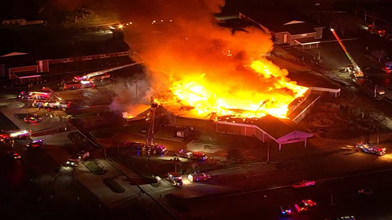 Aerial video footage from SkyForce10 shows the level of devastation at the Fountain of Life Center in Burlington County.