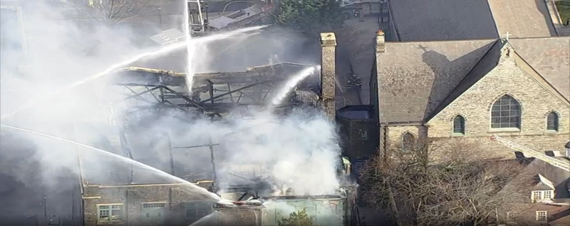 First responders are battling a fire at a Catholic school in Chestnut Hill.