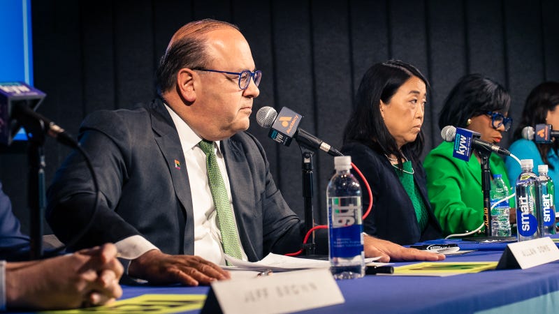 Philadelphia mayoral candidates from left to right: Allan Domb, Helen Gym and Cherelle Parker.