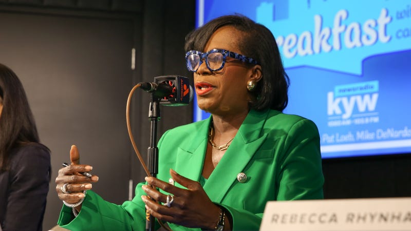 Cherelle Parker participated in KYW Newsradio's "Breakfast with the Candidates" mayoral debate on May 4, 2023.