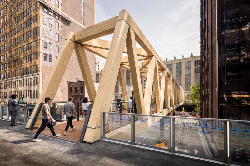 As part of the three-way partnership to build the connector, Empire State Development contributed $20 million, Brookfield Properties contributed $20 million, and Friends of the High Line contributed $10 million to the project, which is over property owned by the Port Authority of New York and New Jersey