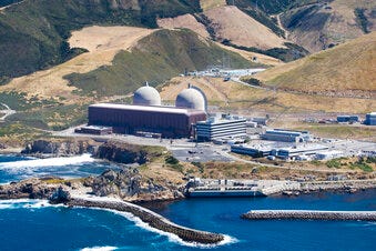 FILE - An aerial photo of the Diablo Canyon Nuclear Power Plant, south of Los Osos, in Avila Beach, Calif., is seen on June 20, 2010. Federal regulators on Thursday, March 2, 2023, granted California's largest utility an unusual exemption that could allow the Diablo Canyon Nuclear Power Plant to continue running after the expiration of its operating licenses, a key piece of a contentious proposal that could keep the reactors producing electricity for years to come.
