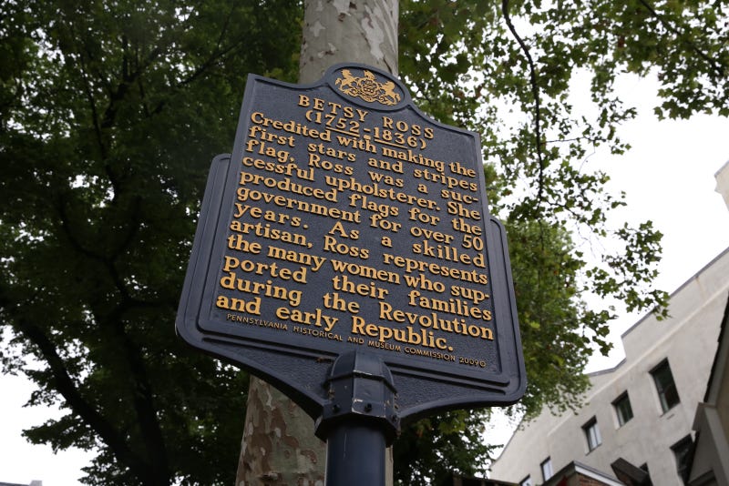 The official historical marker honoring Betsy Ross.