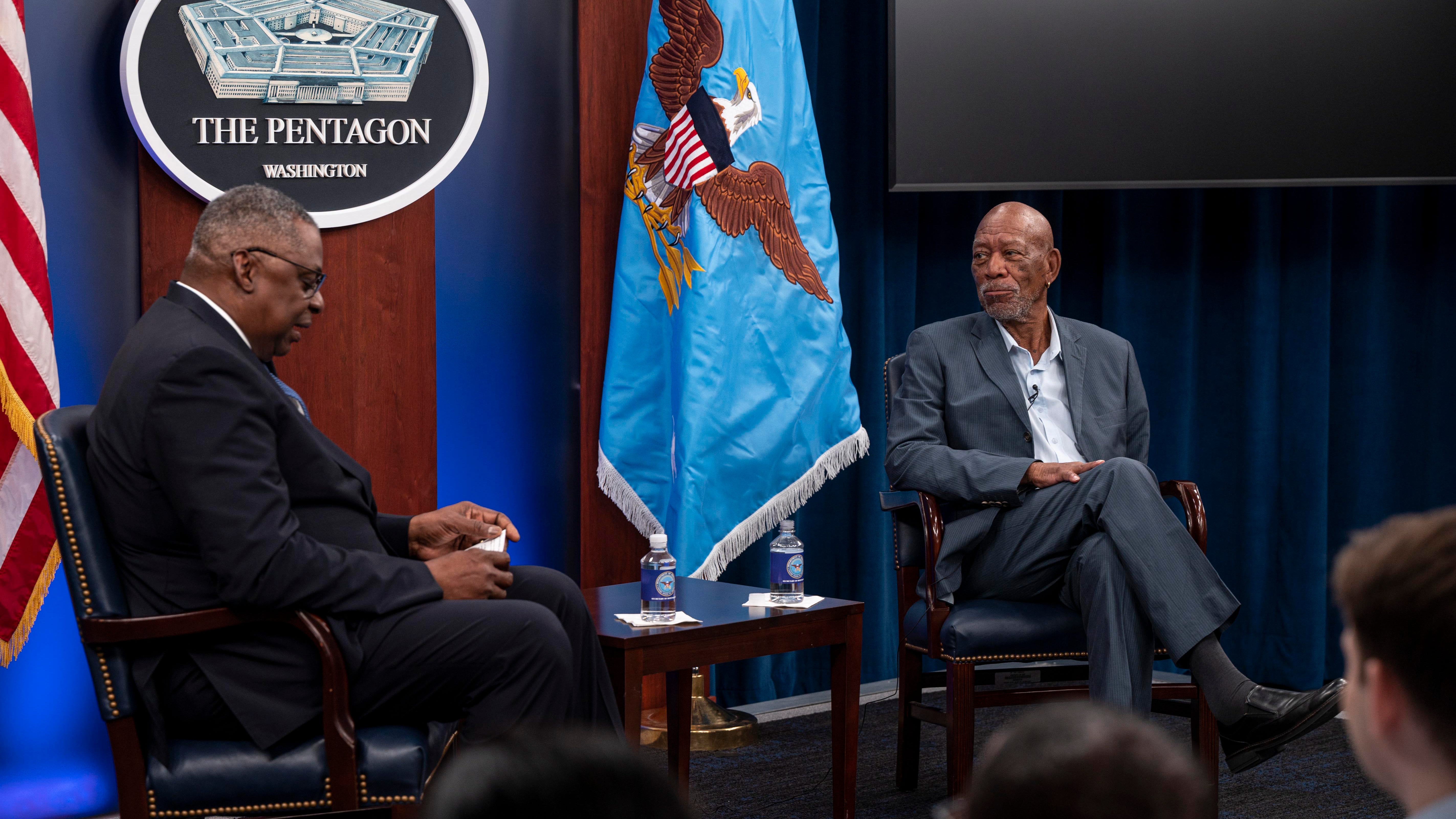 Morgan Freeman, Defense Secretary discuss upcoming documentary