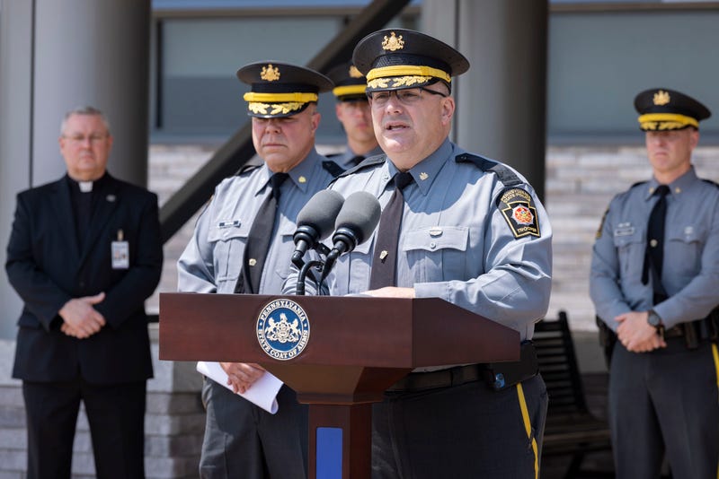 Pennsylvania State Police Commissioner Christopher Paris provides an update on the two troopers shot in Juniata County, June 18, 2023.