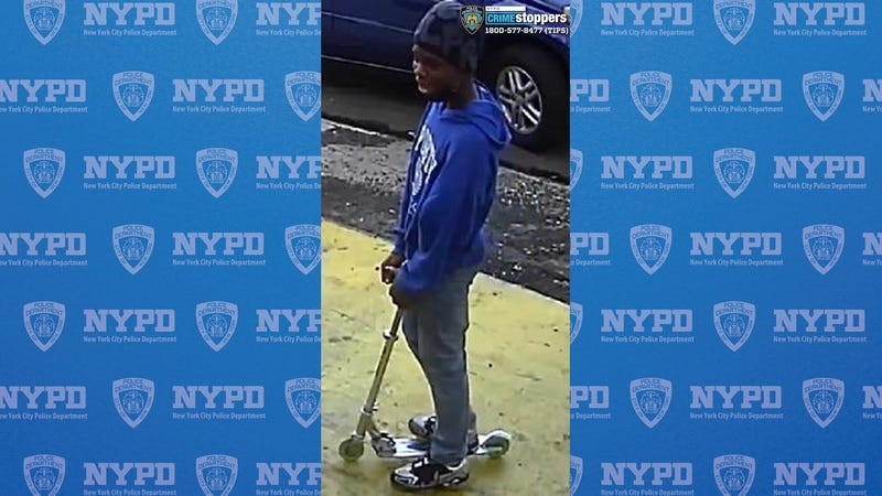 The NYPD released an image Thursday showing the suspect on a kick scooter