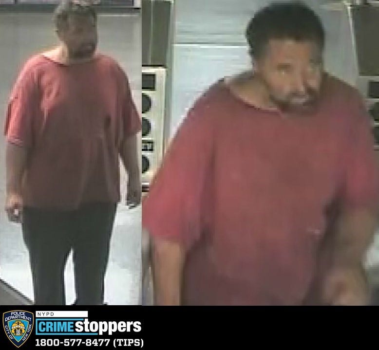 Police said a man in a dirty red shirt pushed the woman around 11 p.m. Tuesday