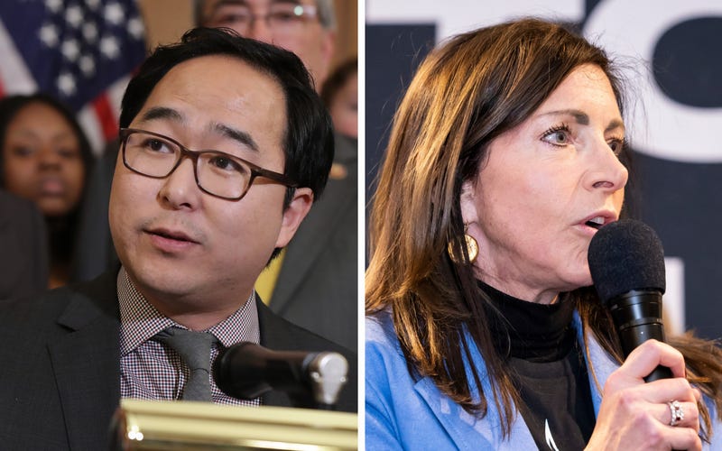 From left: U.S. Rep. Andy Kim and first lady Tammy Murphy are running to replace Sen. Bob Menendez in the U.S. Senate.