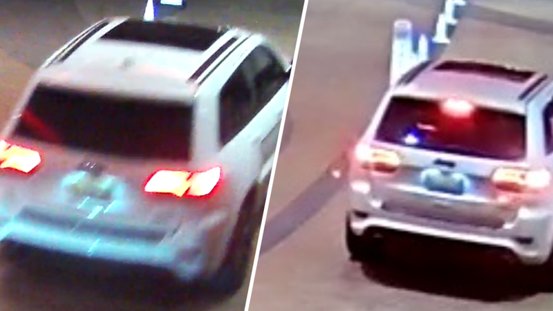 A total of four suspects made their getaway in this white Jeep Grand Cherokee.