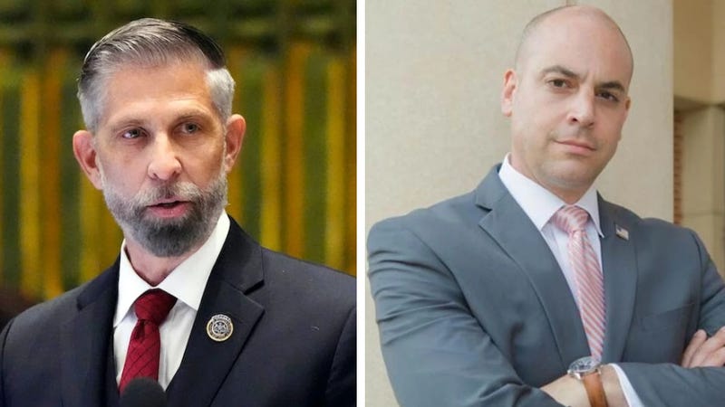Republican attorney general candidates former federal prosecutor and Delaware County State Rep. Craig Williams (left) and York County District Attorney Dave Sunday (right) 