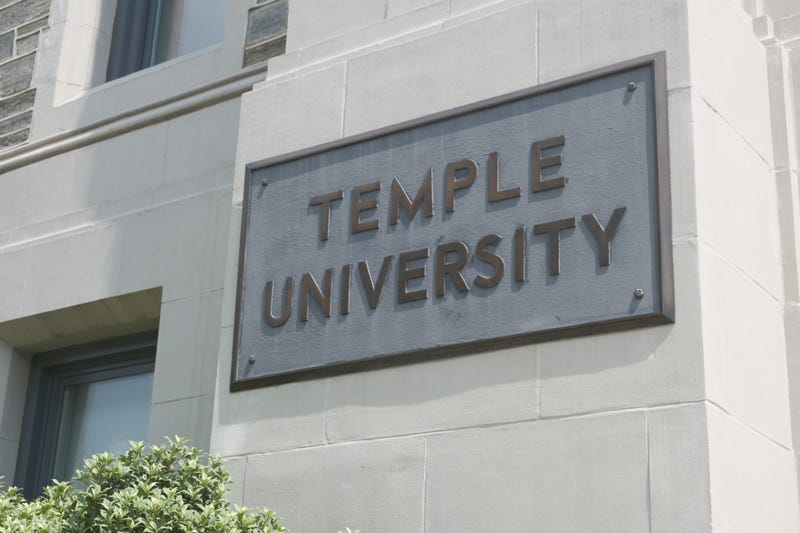 Temple University sign on a building