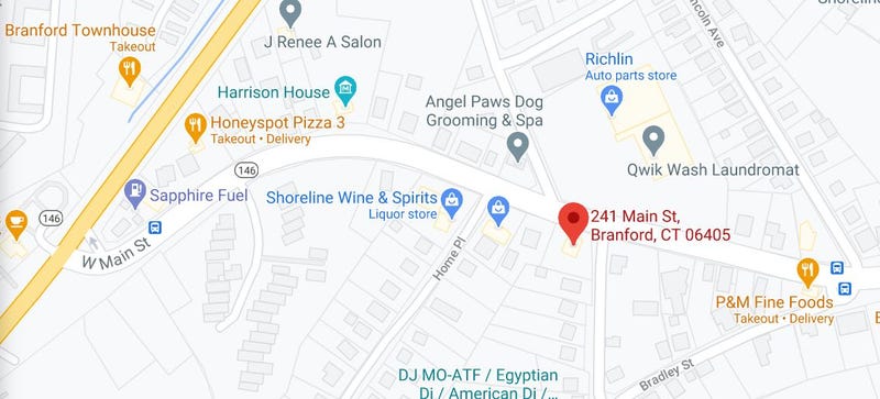 Gunfire came from 241 Main St., Branford, home to a hair salon and residences. A suspect was barricaded inside all afternoon, 4/13/21.