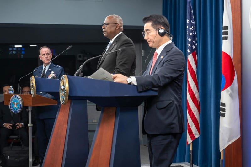 Secretary of Defense Lloyd J. Austin III and South Korean Defense Minister Kim Yong-hyun