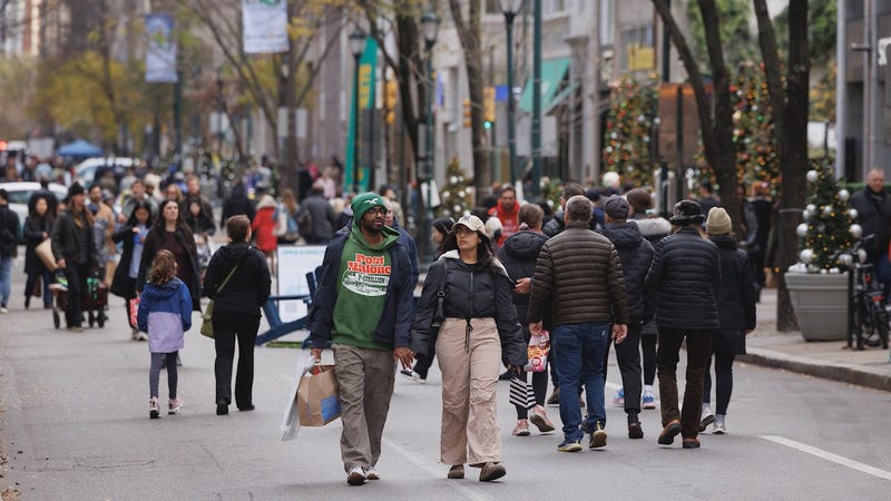 Pedestrians fill the streets of Center City during the Open Streets program.