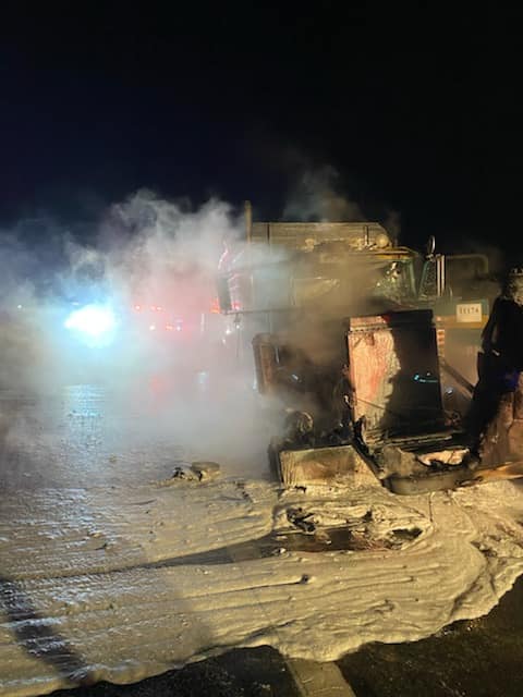 The truck after the fire had been put out. 