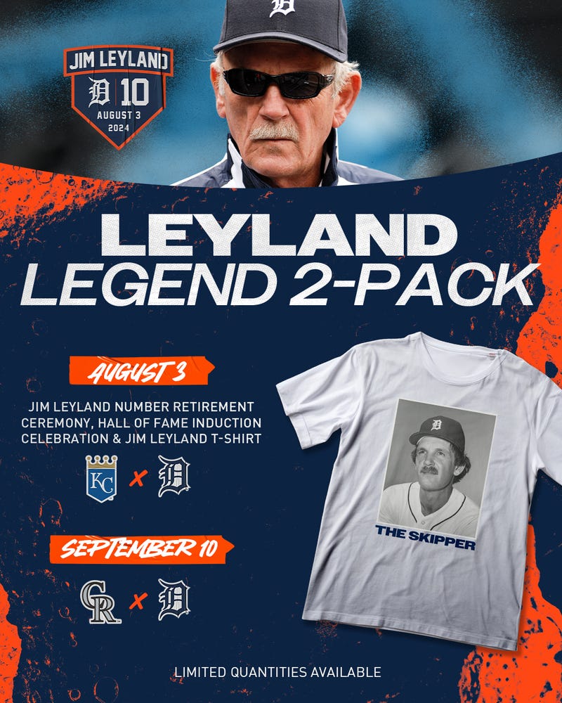 Jim Leyland 2 Pack August 3 and September 10, 2024