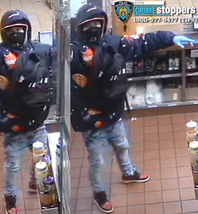 Two suspects are wanted for a series of knifepoint robberies at fast food restaurants on East 233rd Street in the Bronx last month.