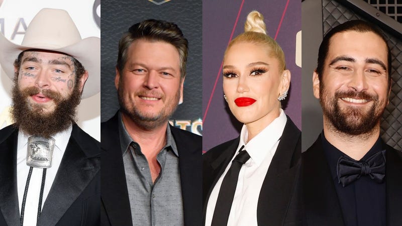 Post Malone, Blake Shelton, Gwen Stefani, Noah Kahan 