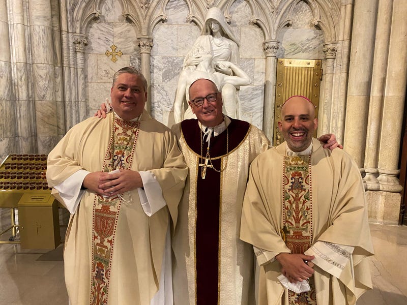 Bishop-elect John Bonnici (far left) and Bishop-elect Joseph Espaillat (far right)