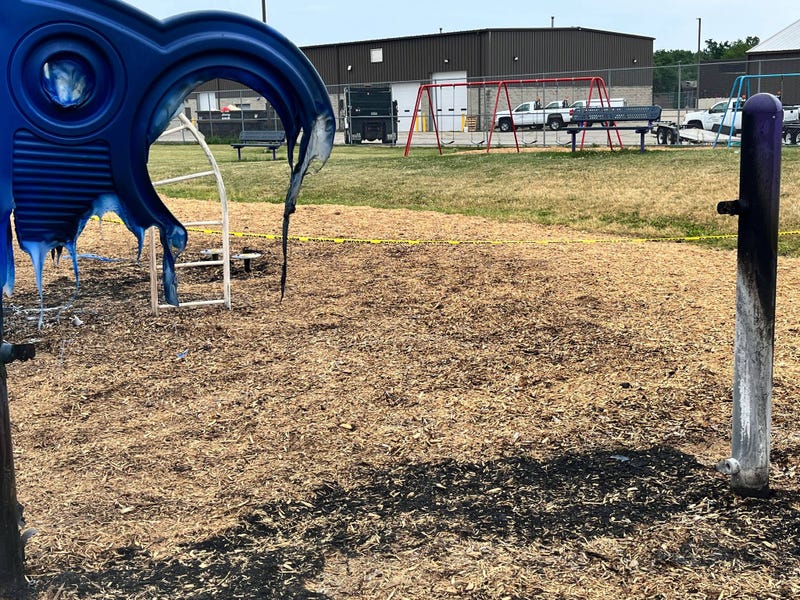 Police are searching for a pair of vandals after they allegedly destroyed playground equipment at a Clinton Twp. elementary school over the 4th of July weekend.