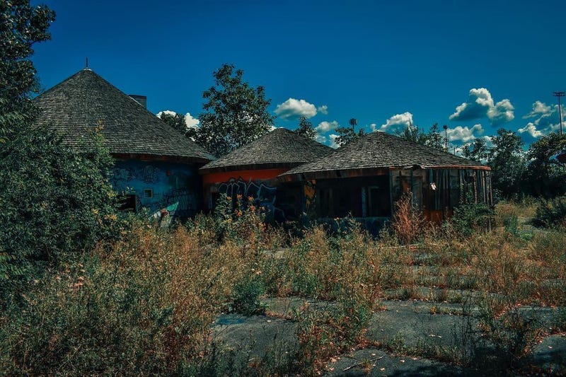 Abandoned buildings at the former Belle Isle Zoo in Detroit