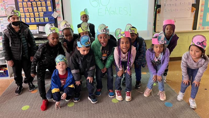 Students at Charles Kelly Elementary School students