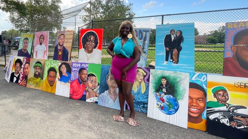 Zarinah Lomax’s curated art exhibit lined the fence of the field as a subtle reminder of Philadelphia’s ongoing gun violence crisis.