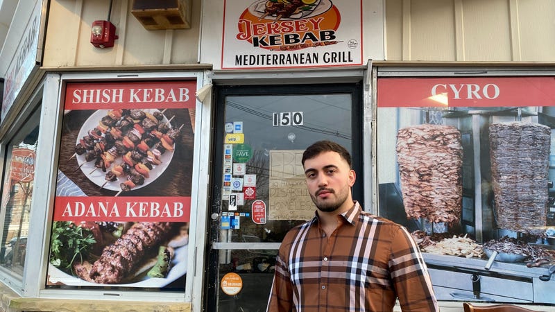 Muhammed Emanet, manager of Jersey Kebab in Haddon Township, stands outside the business, where community members gathered on Thursday to show their support for his parents, Celal and Emine, whom ICE agents arrested earlier in the week.