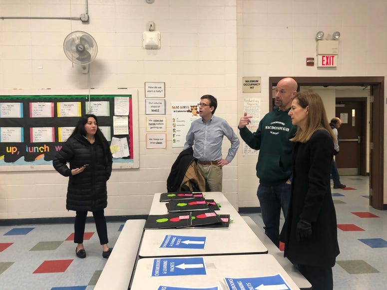 Lt. Governor Susan Bysiewicz with MacDonough School Principal Damian Reardon