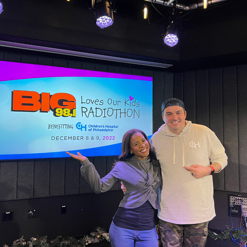 Erin Coleman of NBC10 and Coop at 21st Annual BIG 98.1 Loves Our Kids Radiothon