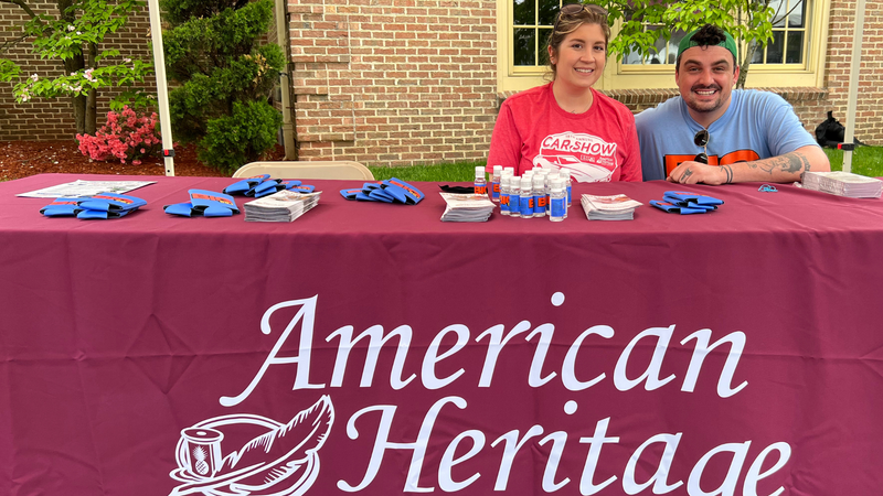 Coop at the American Heritage table at BIG 98.1 and American Heritage's 18th Annual Car Show