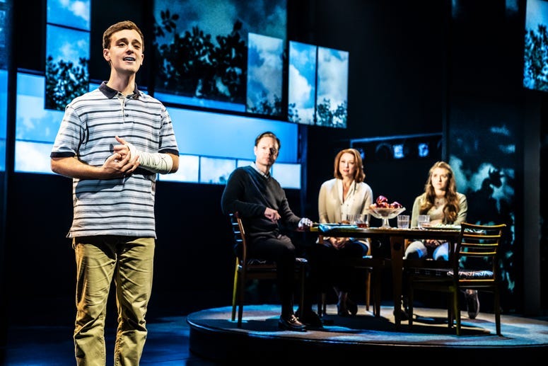 Stephen Christopher Anthony as 'Evan Hansen' and the North American touring company of DEAR EVAN HANSEN. Photo by Matthew Murphy, 2019