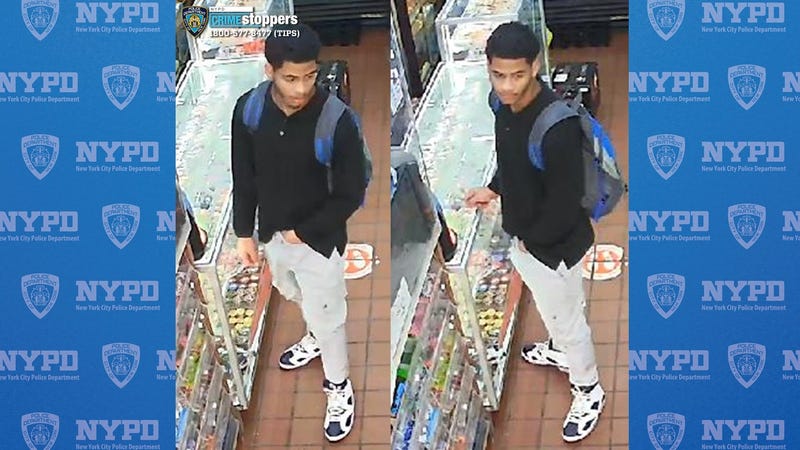 Surveillance images show the suspect robbing a bodega on Oct. 21, police said