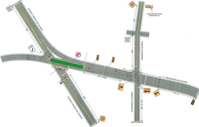 A portion of Cesar Chavez Avenue in Oakland County is closed effective immediately for the next two weeks as DTE crews work on emergency repairs.