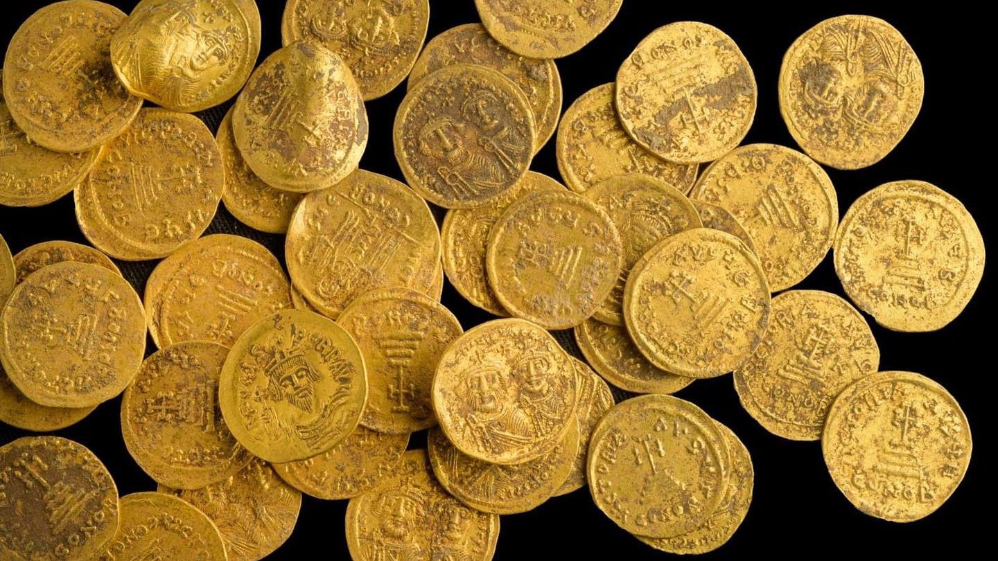 Seventh-century gold coins found hidden in a wall