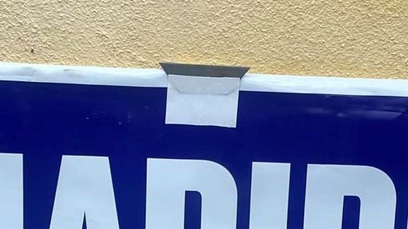 A yard sign for Pennsylvania candidate for governor Josh Shapiro. Someone attached razor blades and placed it on another person's property without their permission, police in Bucks County said.