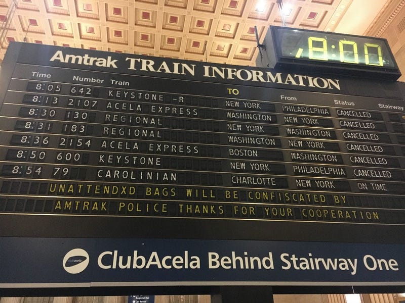 Information board at 30th Street Station