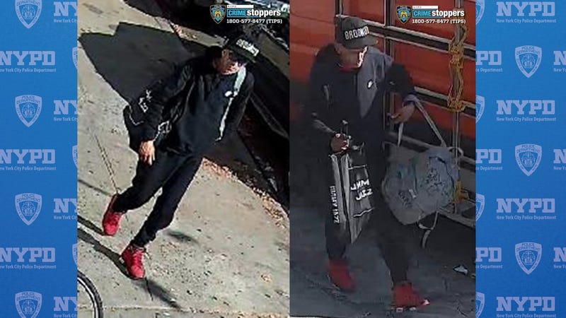 Police are searching for a man who robbed and stabbed a 45-year-old victim in Bushwick earlier this month.